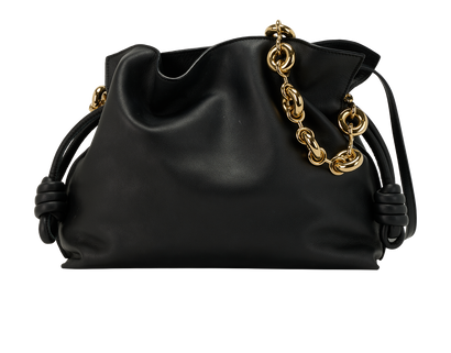 Medium Flamenco Clutch, &pound;1,600, Handbags, Black, Leather, Front view